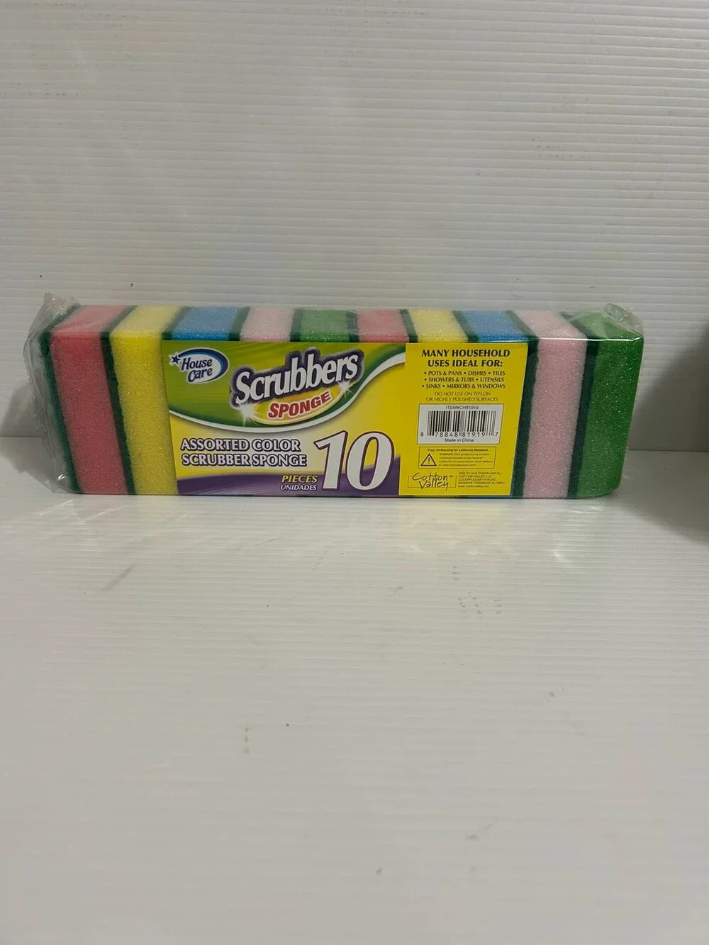 House Care Scrubbers Sponge 10-Pack Assorted Color Cleaning Sponges